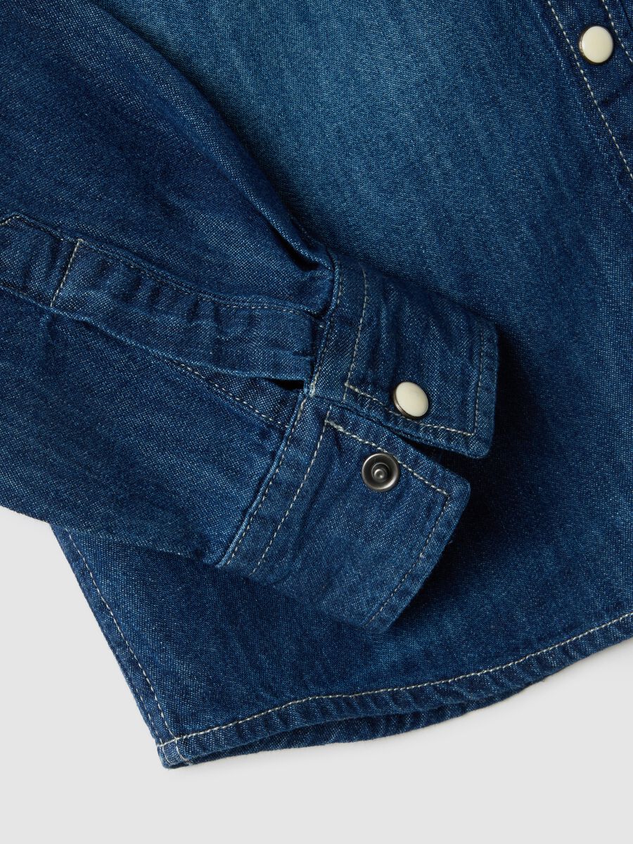Boys' regular fit blue denim pure cotton shirt_3
