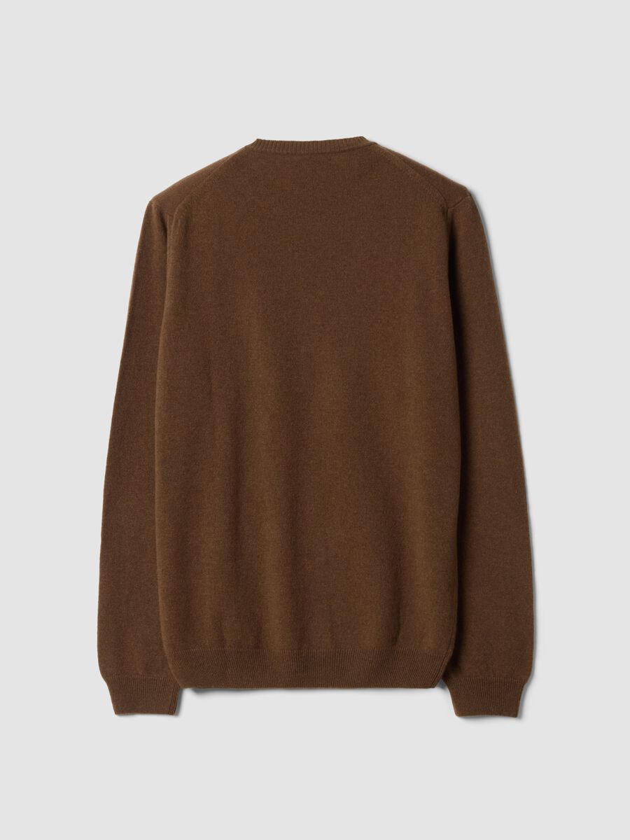 Brown pure wool crew-neck jumper, regular fit_2