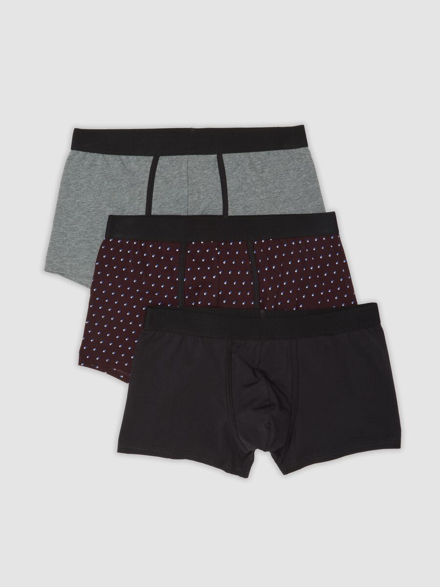 3-pack of black, grey marl and burgundy red stretch organic cotton boxers_0