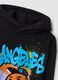 Black cotton-blend hoodie with Los Angeles graffiti print_2