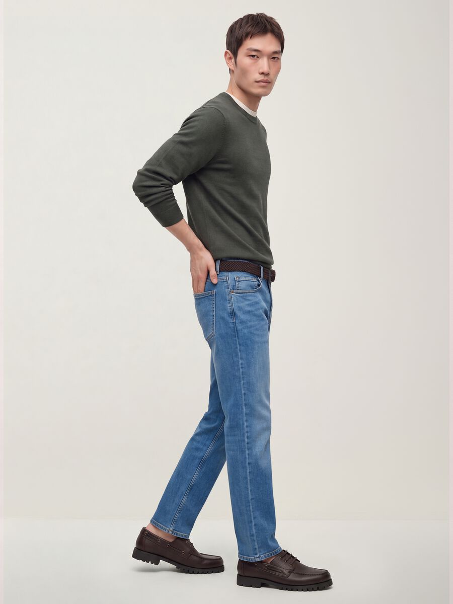 Blue stretch-cotton denim jeans, regular fit_1
