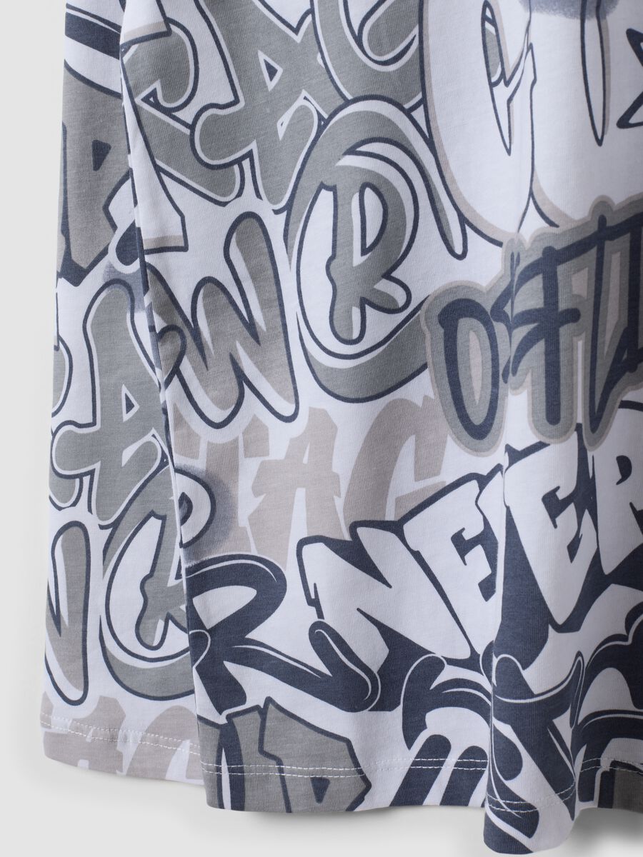 White organic cotton graffiti T-shirt for boys, relaxed fit_5