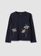 Blue stretch cotton crew-neck T-shirt_0