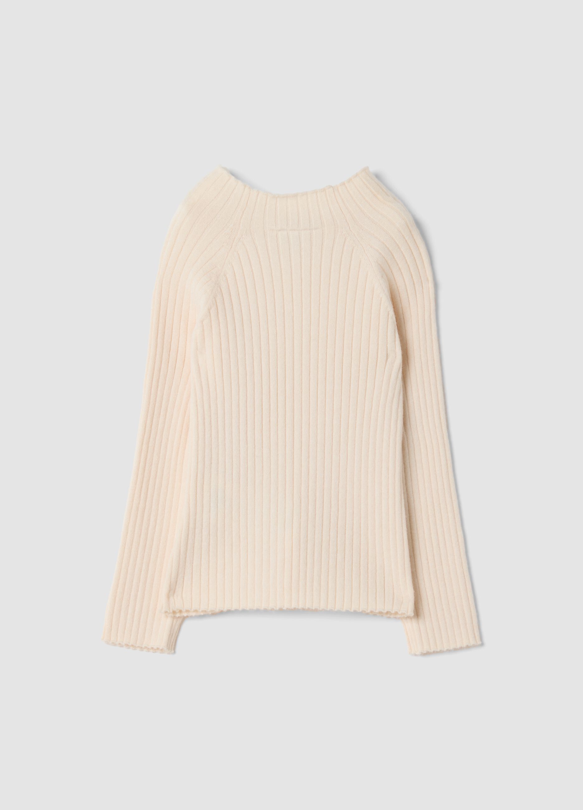 White ribbed viscose-blend crew-neck top
