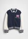 Girl's blue bomber jacket in pure cotton_1