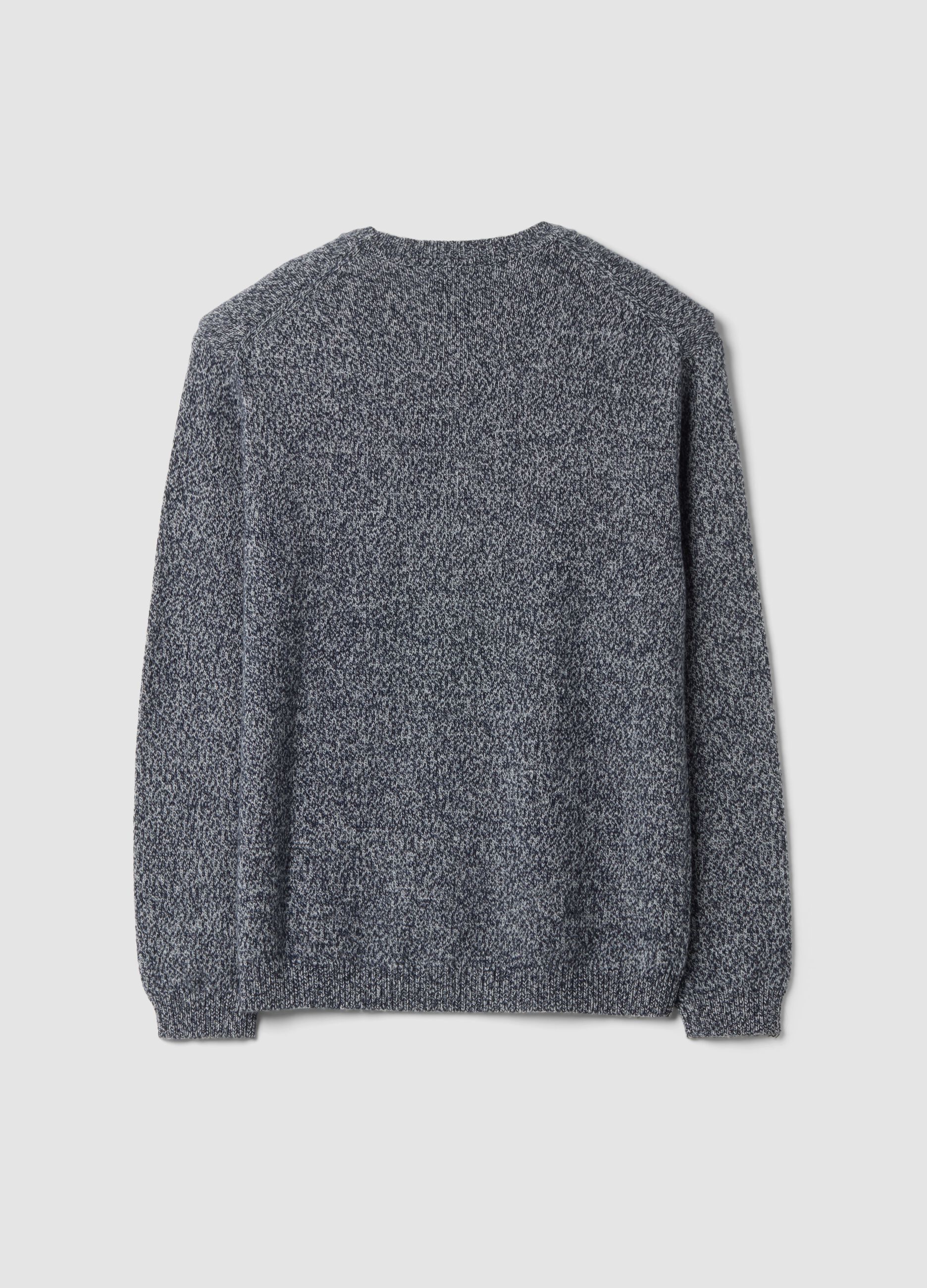Maglia blu e grigia in misto lana a girocollo regular fit