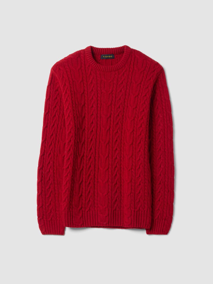 Red crew-neck wool-blend jumper with jacquard knit_4