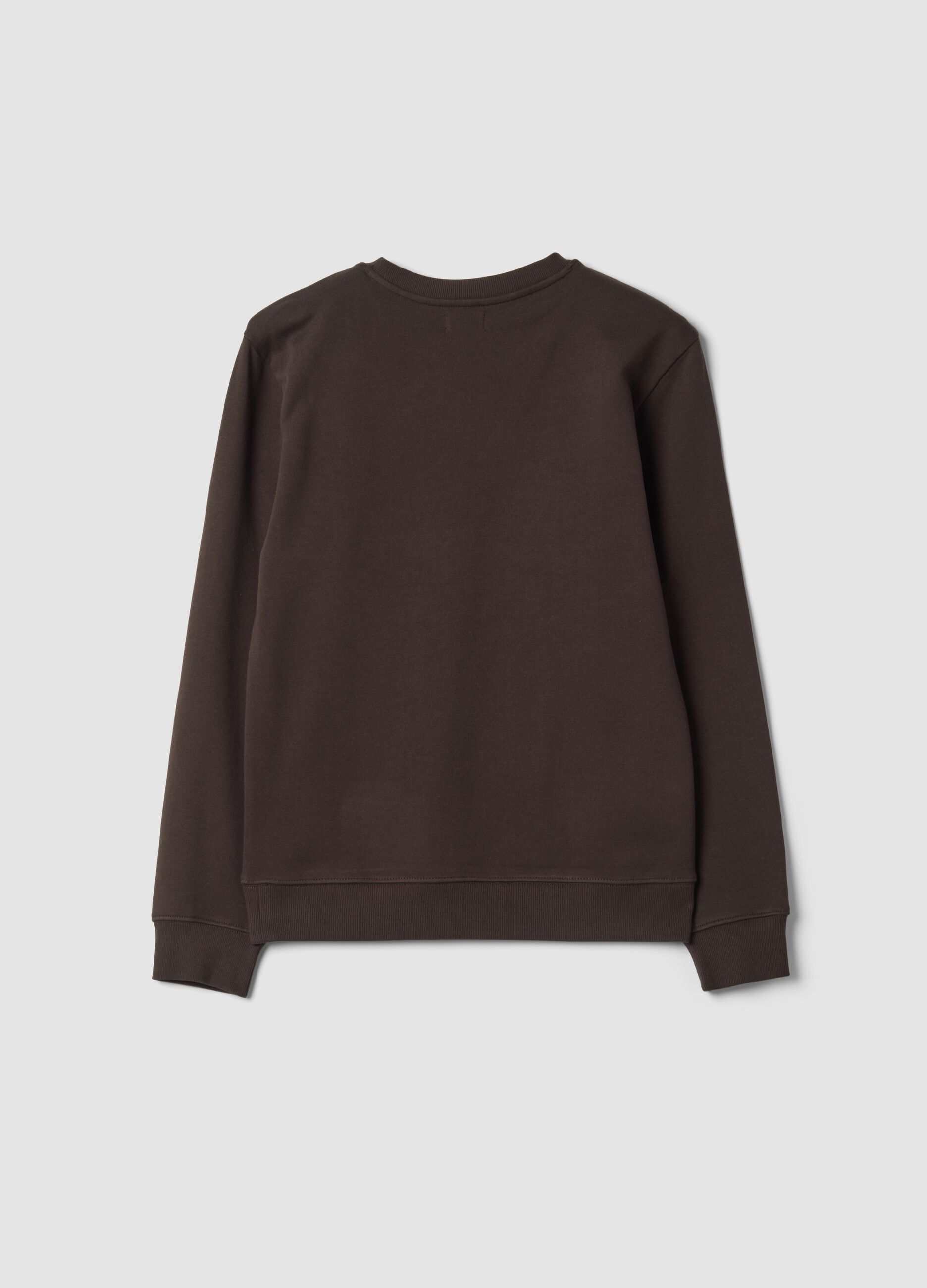 Dark brown pure cotton crew-neck sweatshirt