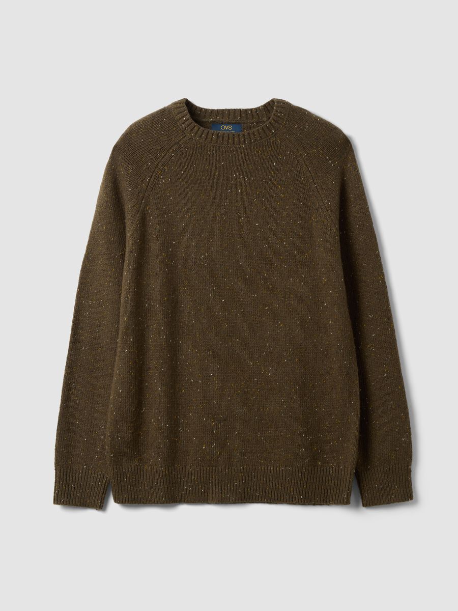 Green cotton-wool blend crew neck jumper_0