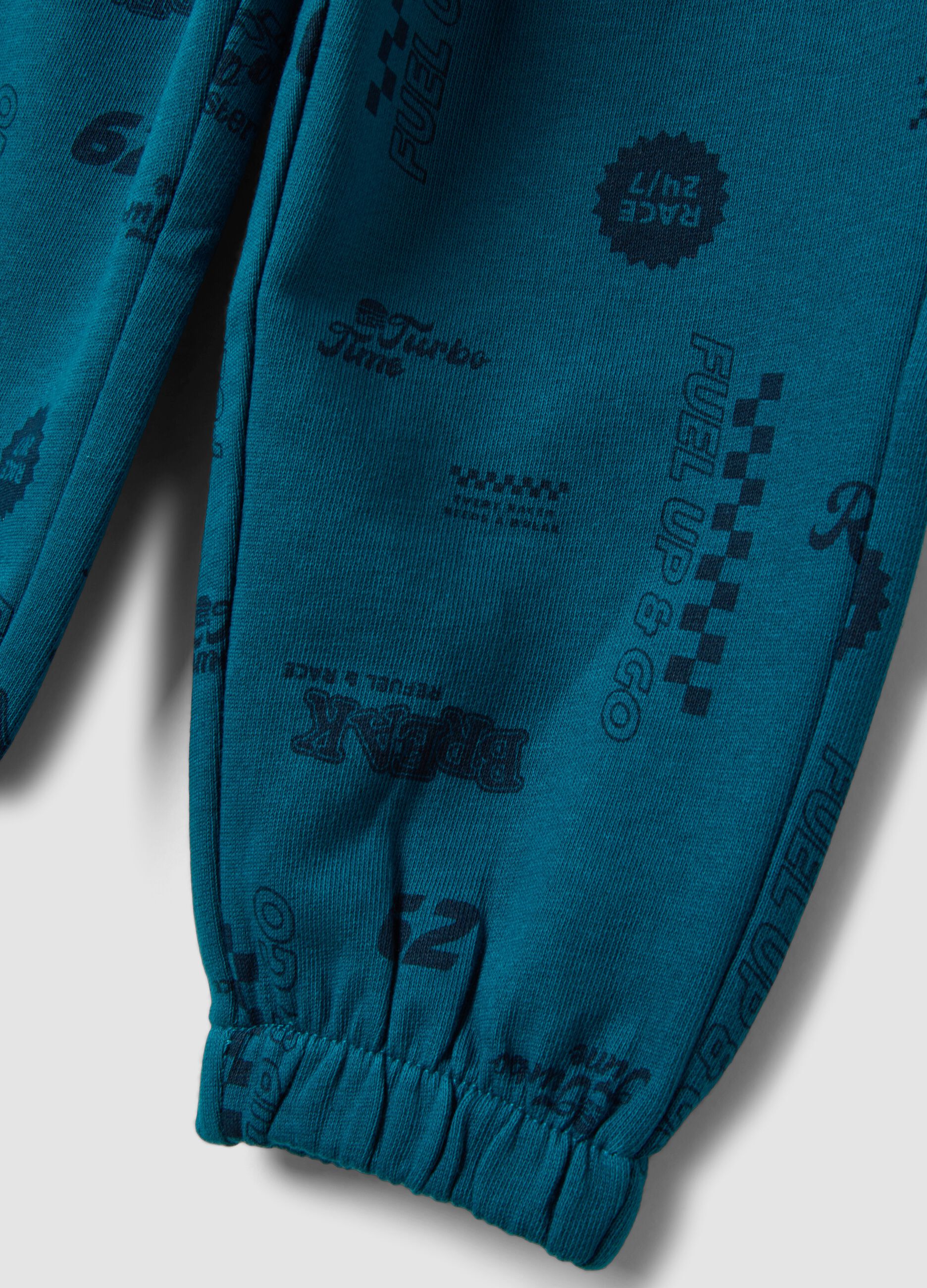 Blue pure cotton joggers with all-over print