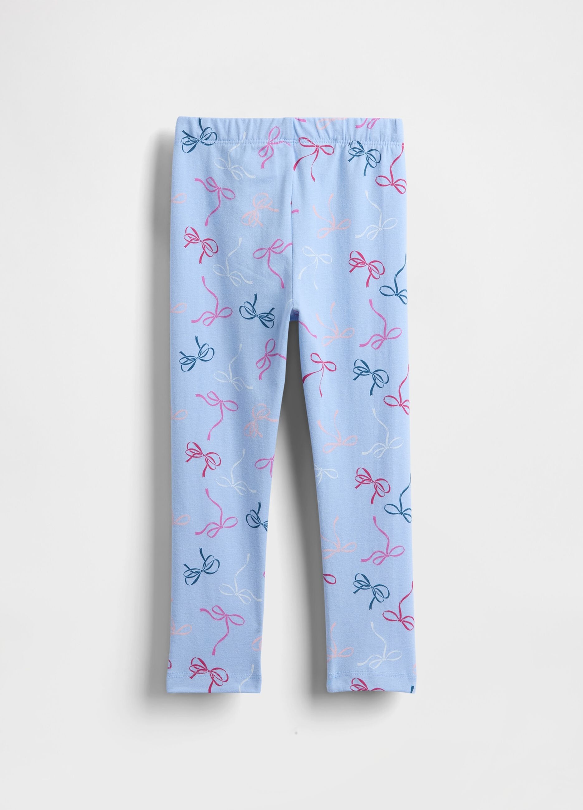 Blue leggings with colourful bows