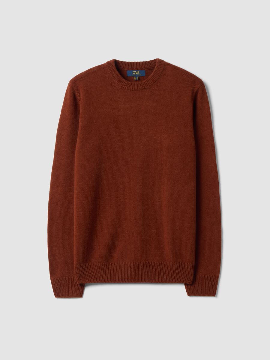 Maglia marrone girocollo in jersey knit regular fit_4