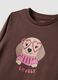 T-shirt marrone in cotone organico elasticizzato girocollo_3