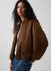 Light brown bomber jacket with zip and ribbed cuffs_0