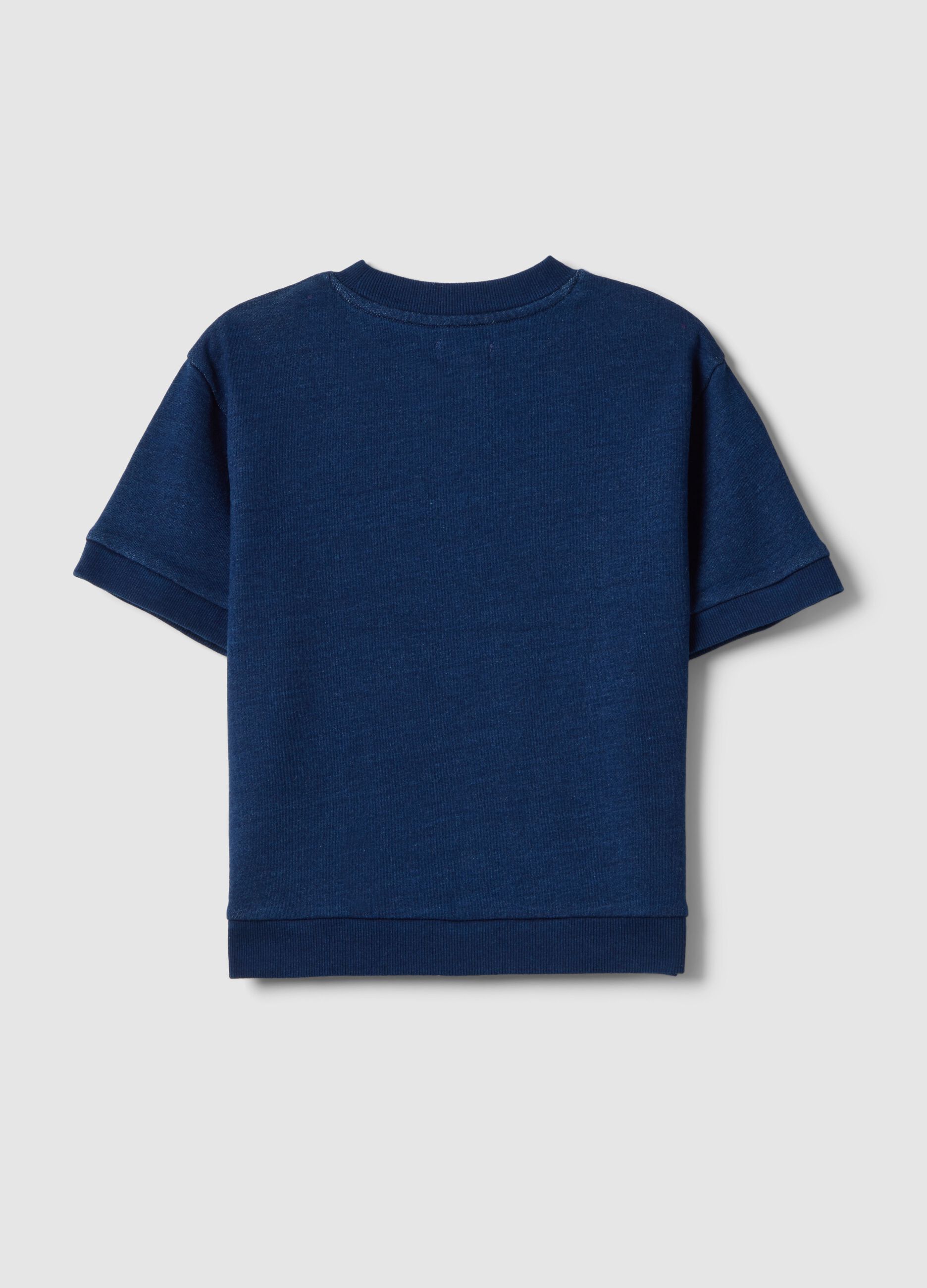 Kids' Oversized Fit Blue Cotton Blend T-shirt