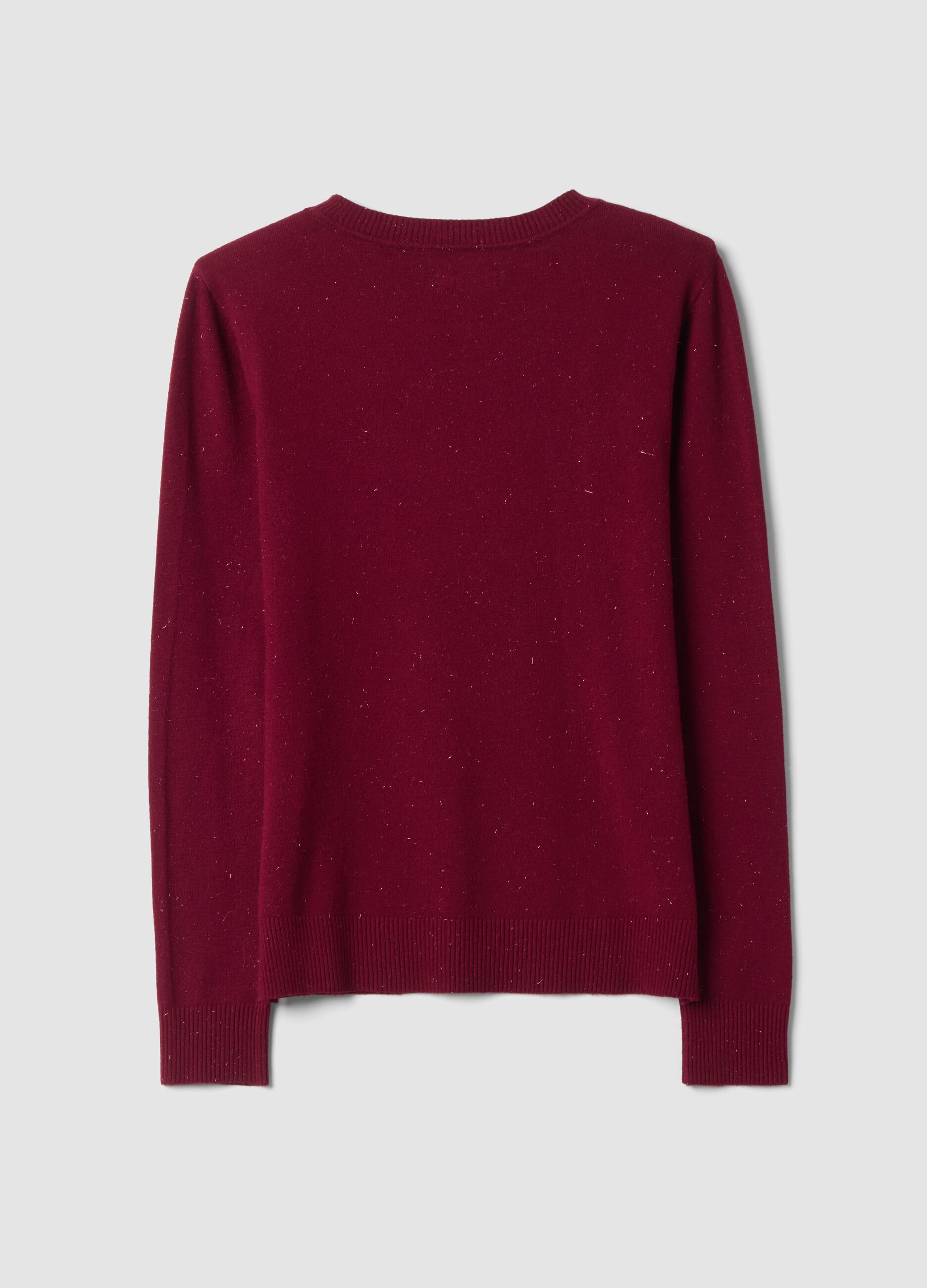 Red viscose-blend jumper with m&eacute;lange yarn