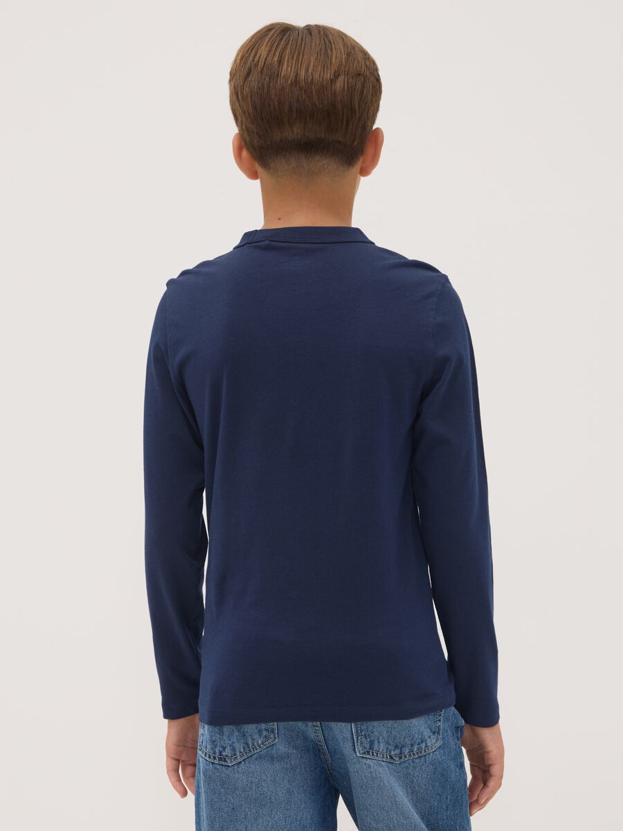 Blue organic cotton T-shirt with college print_2
