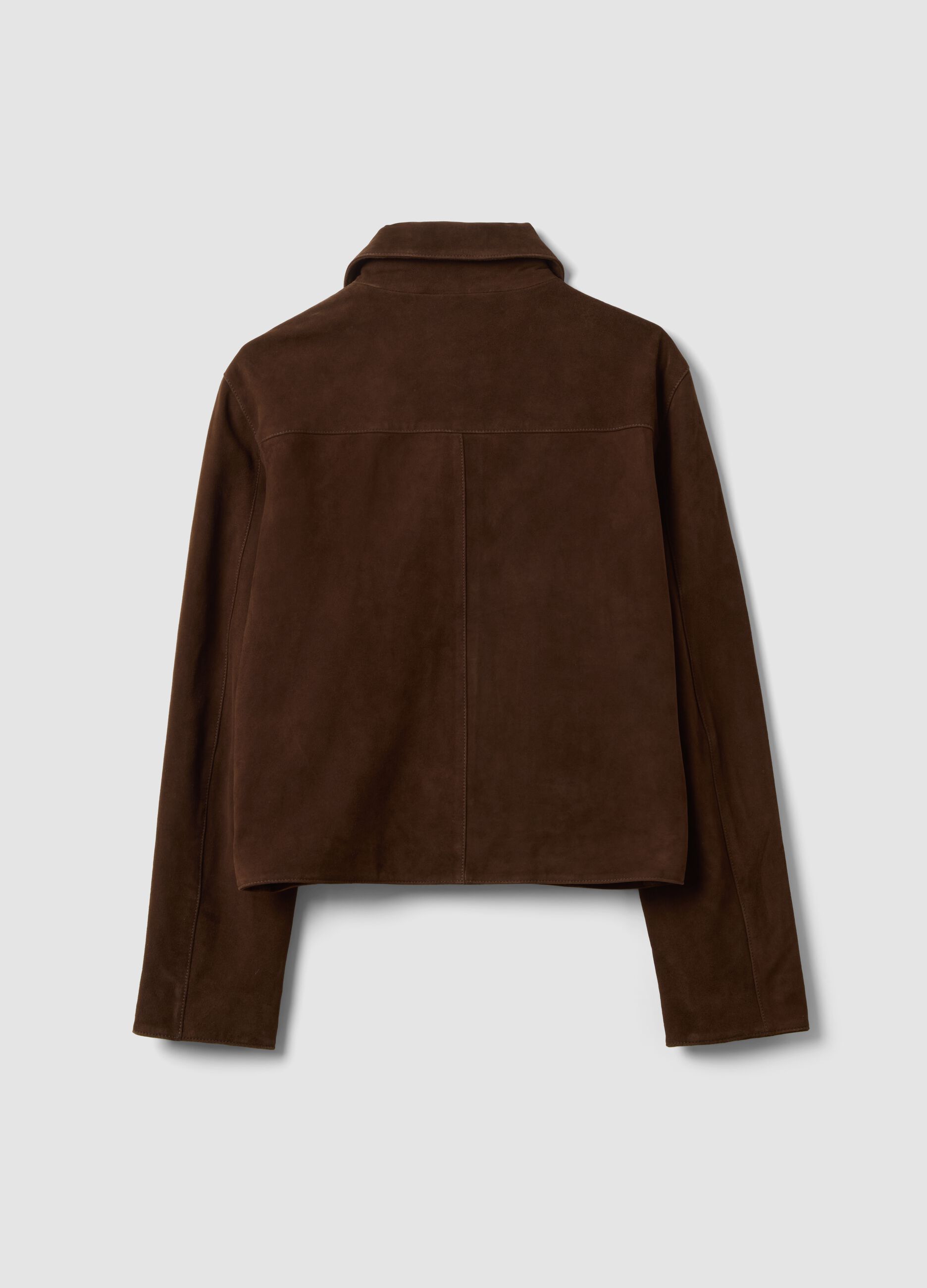 Brown Genuine Leather Blazer with Regular Fit and Classic Lapels