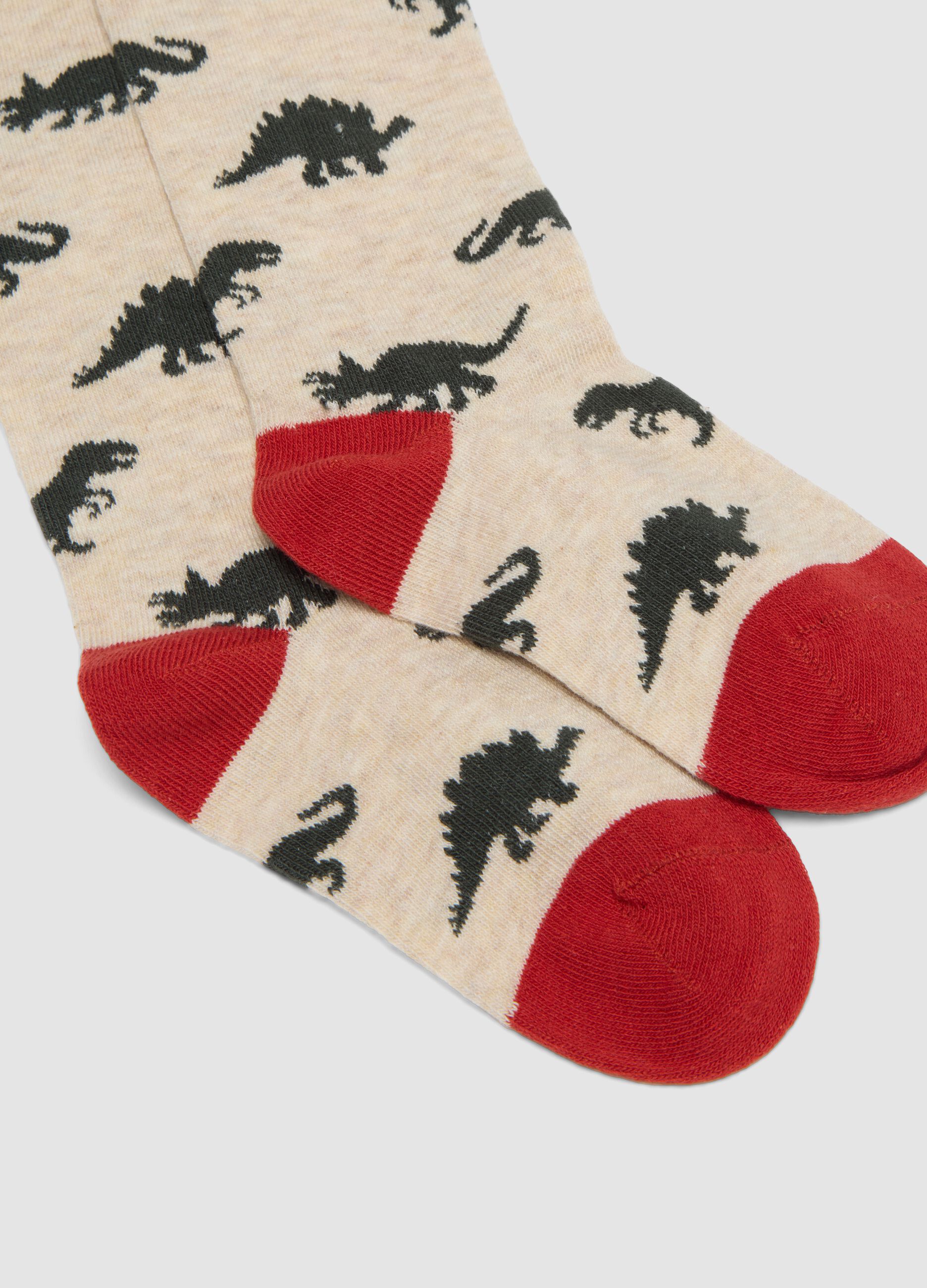 2-pack of brown and green long socks in stretchy organic cotton