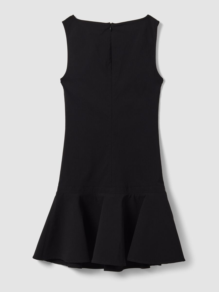 Black sleeveless stretch viscose dress with eyelets_2