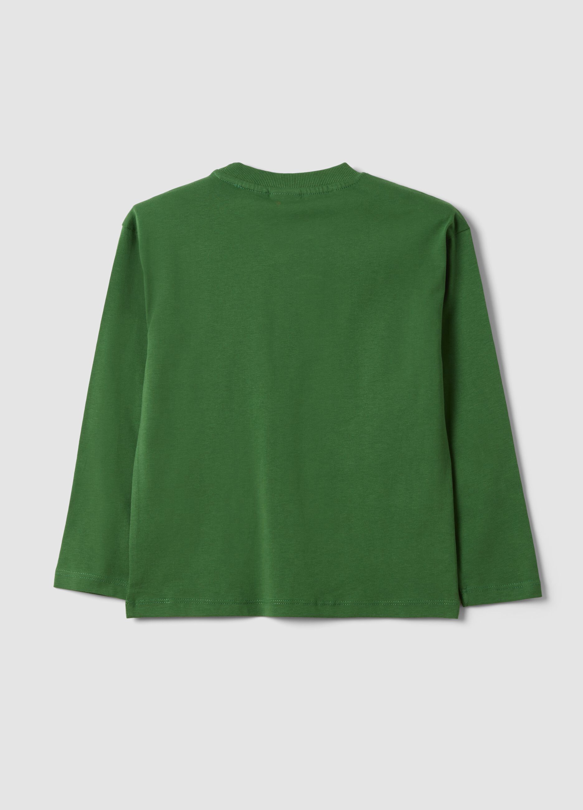 Green pure cotton Minecraft print T-shirt