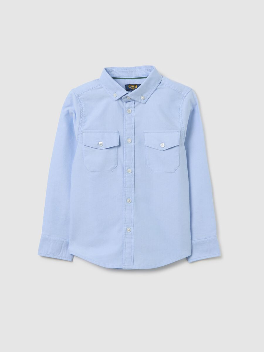 Children's blue regular fit pure cotton shirt_0