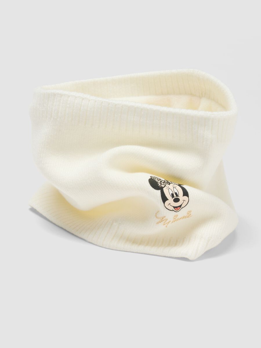 White viscose-blend scarf with Minnie print_2