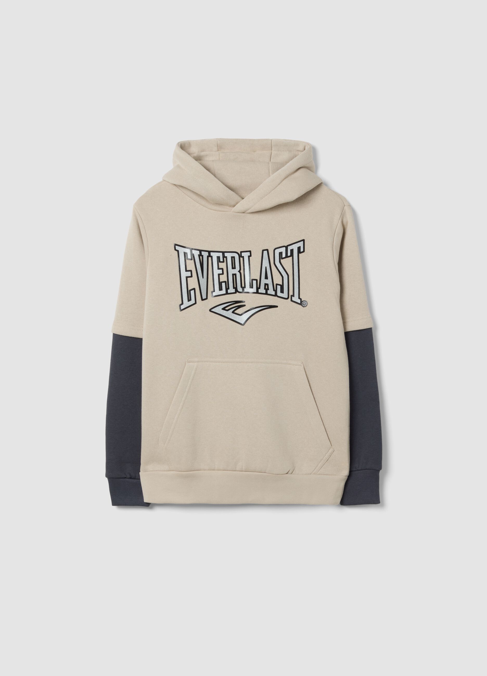 Beige cotton-blend hoodie