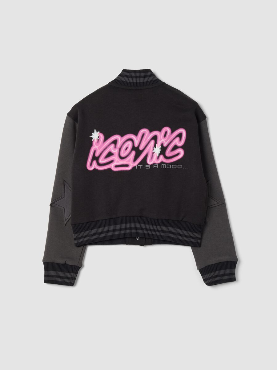 Black and grey cotton-blend varsity jacket, regular fit_1