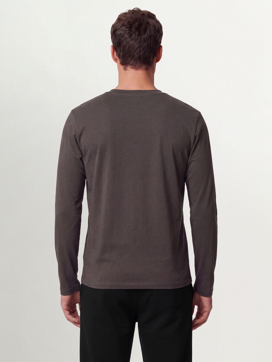 Grey long-sleeve crew-neck T-shirt in 100% organic cotton_2