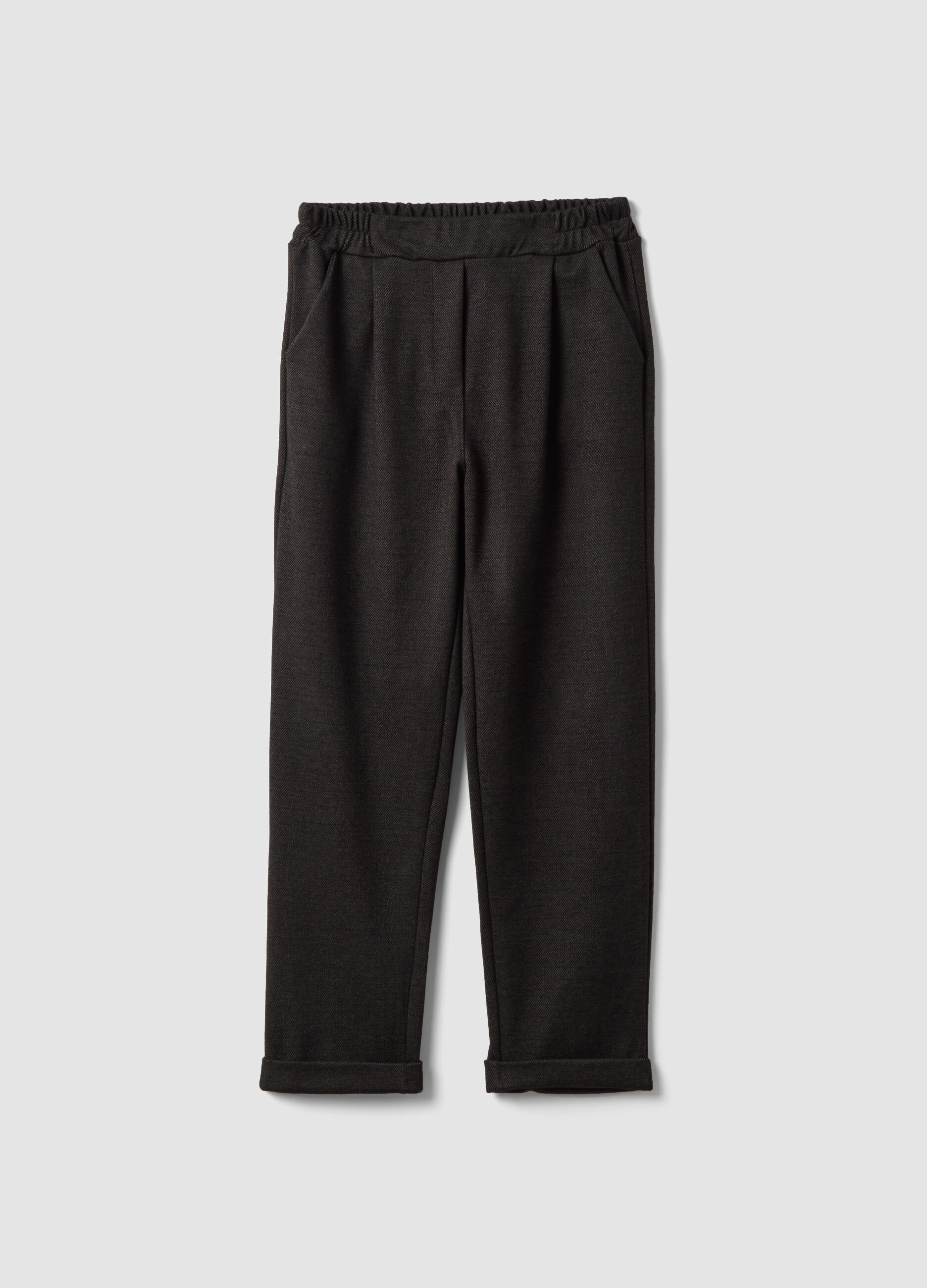 Brown regular-fit formal trousers in stretch viscose
