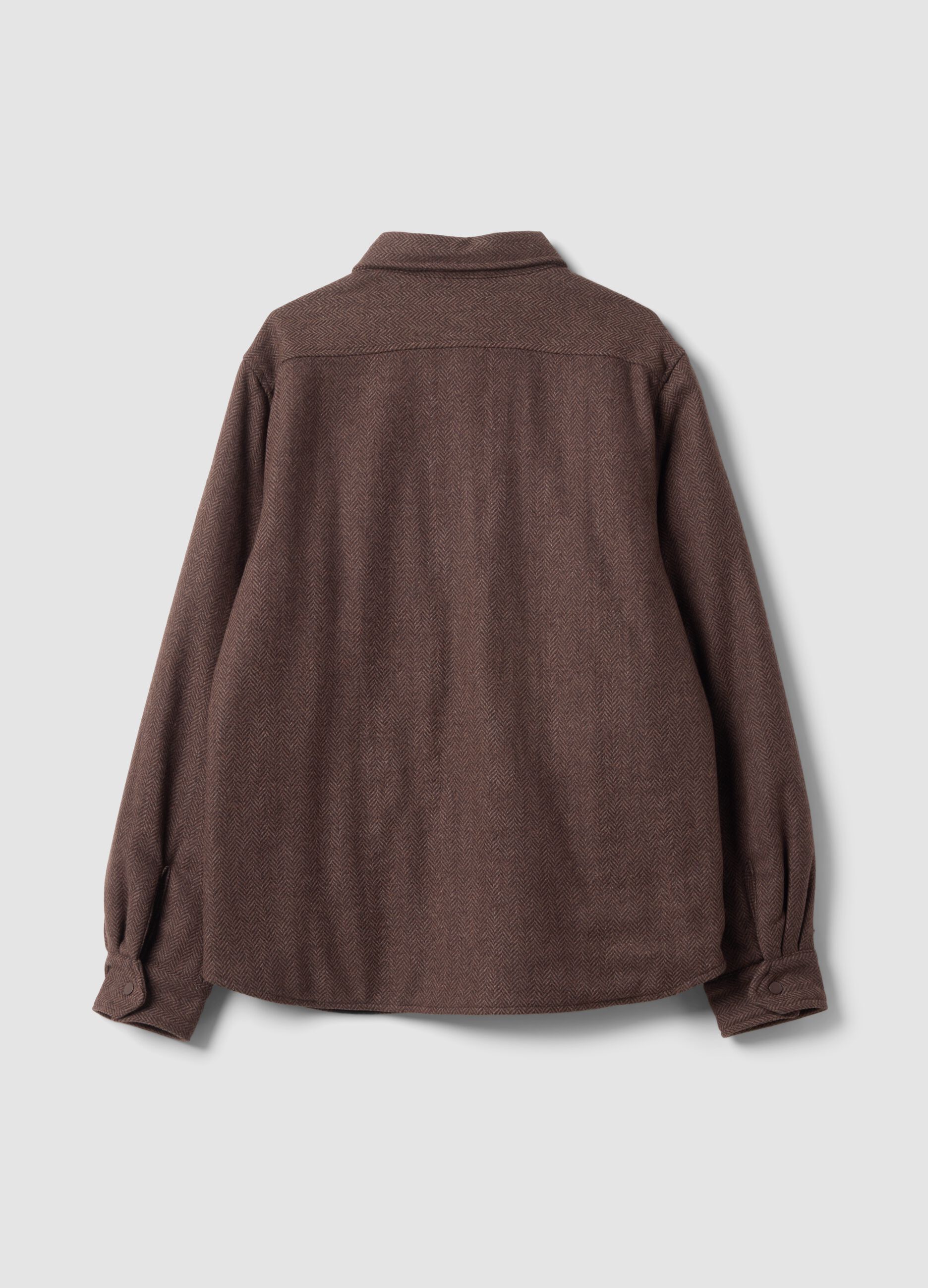 Brown wool-viscose blend shacket