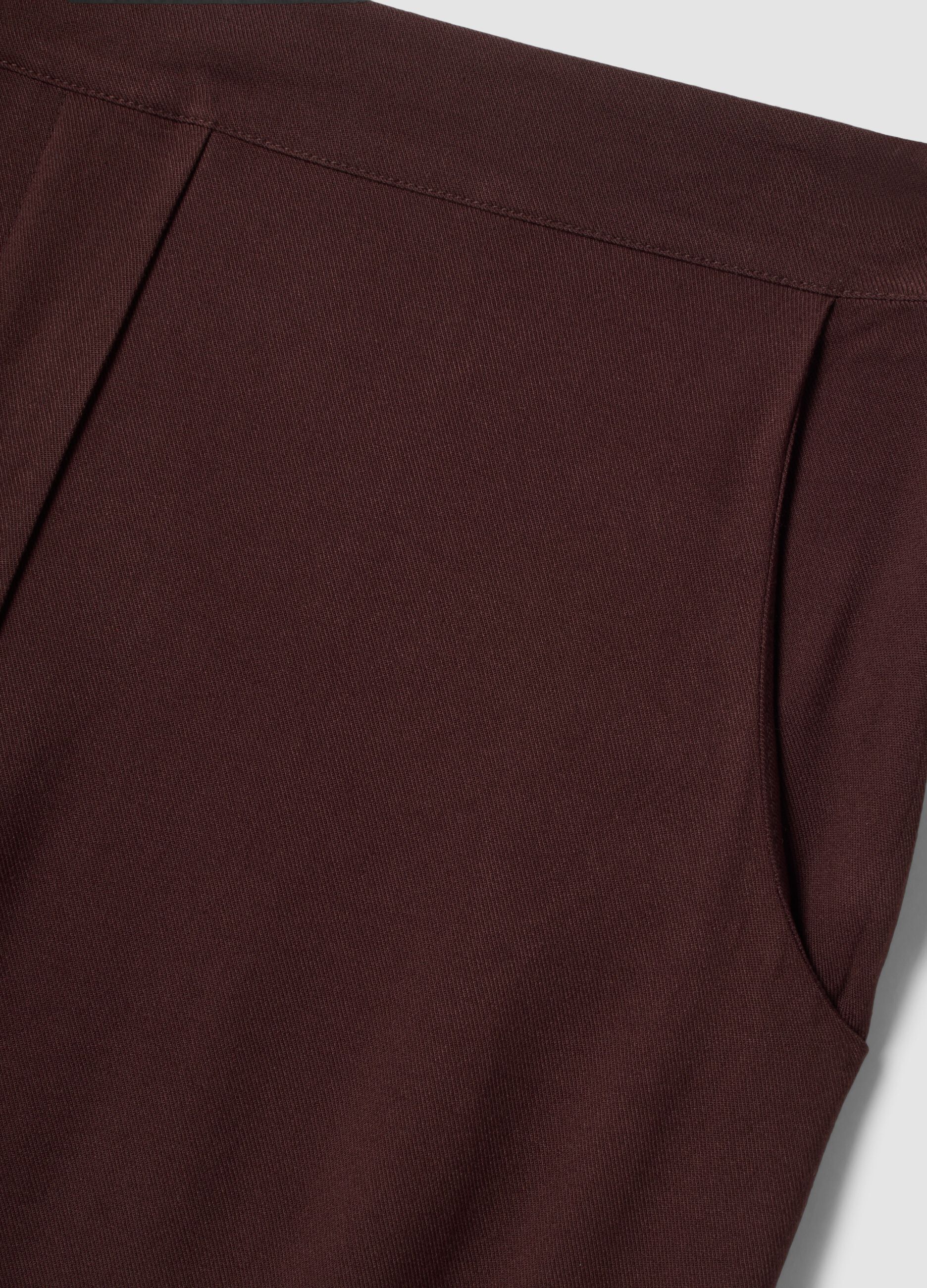 Brown pure viscose trousers with elasticated cuffs, regular fit