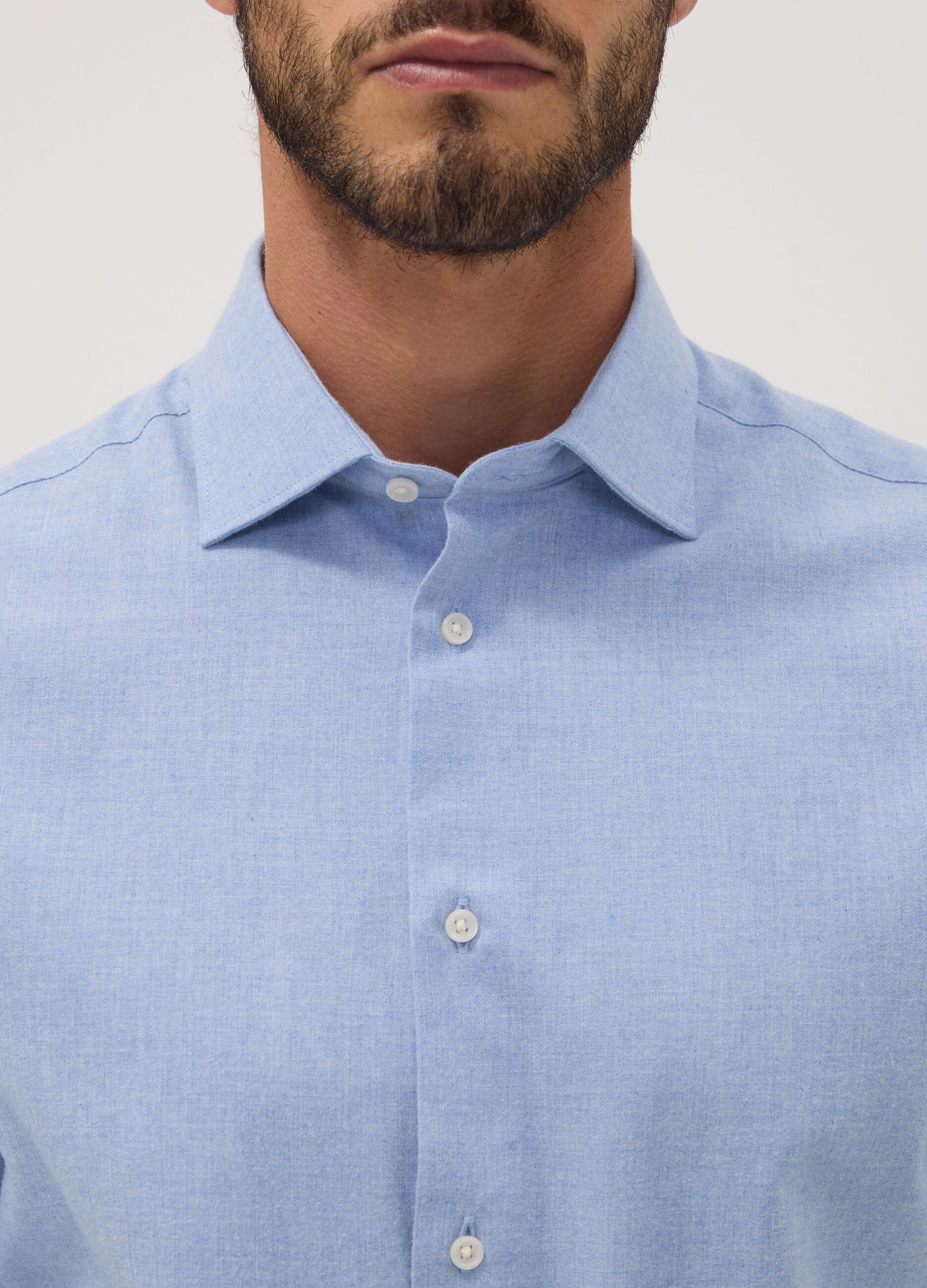 Light blue pure cotton twill shirt, regular fit
