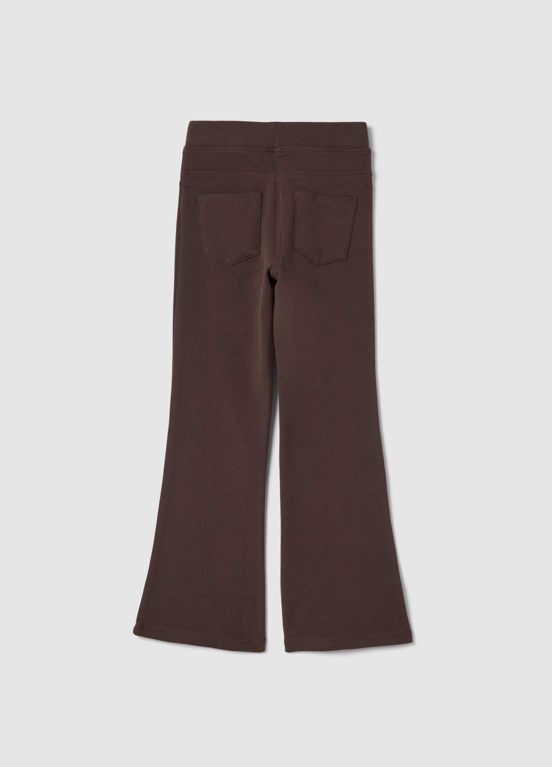 Brown flared stretch-cotton treggings