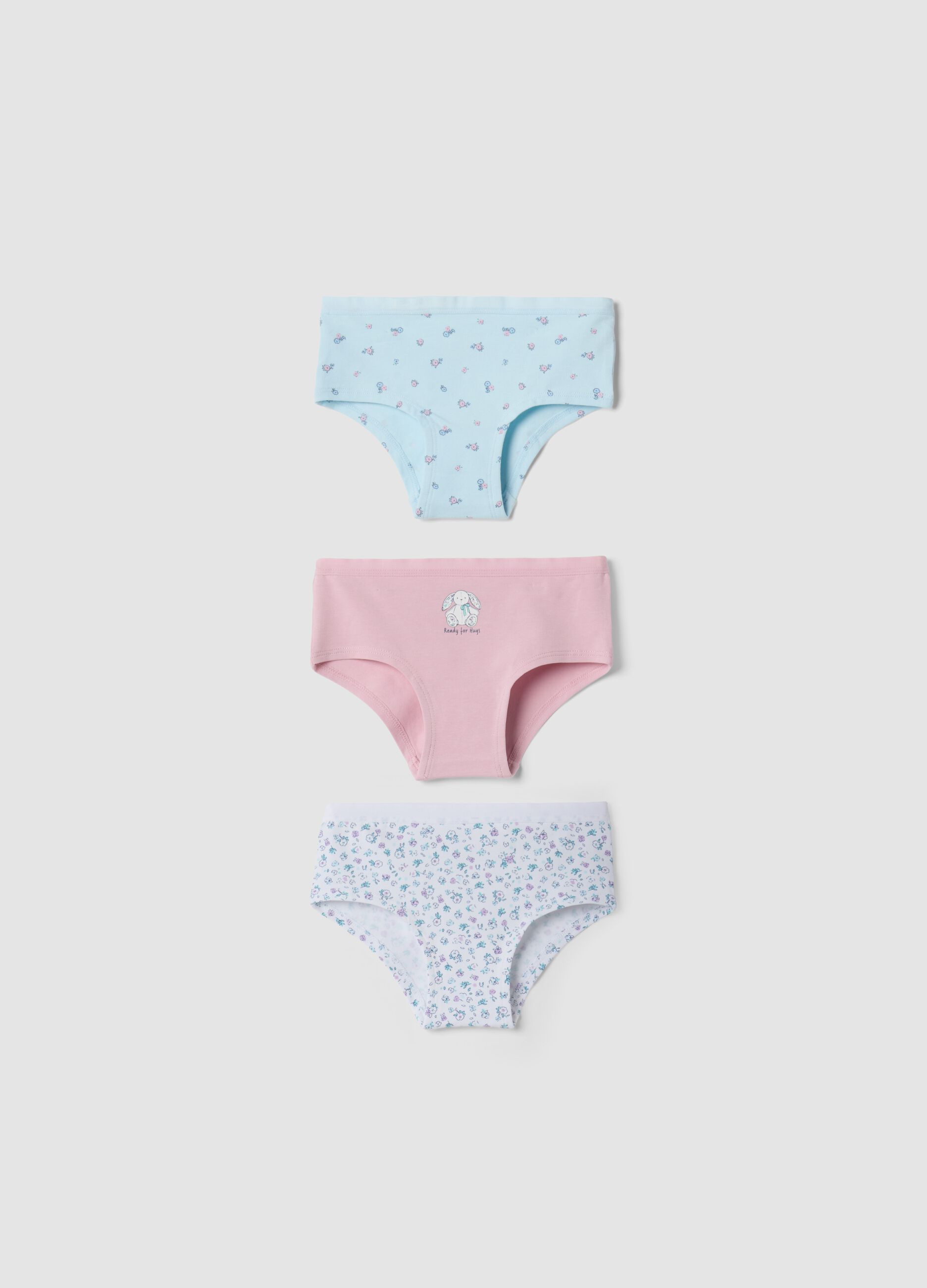 Tripack di slip culotte multicolor in cotone organico elasticizzato con fantasia