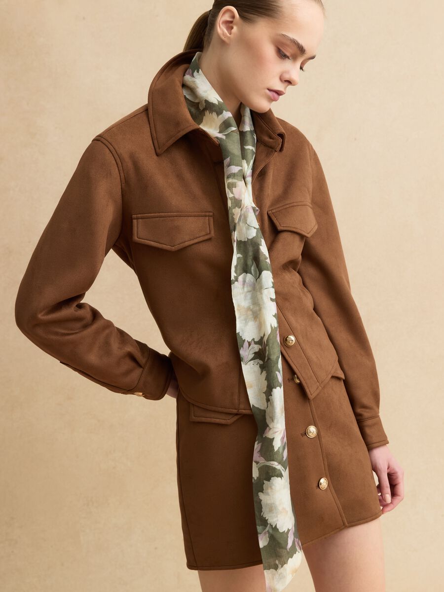 Elegant brown regular fit jacket with gold buttons_3