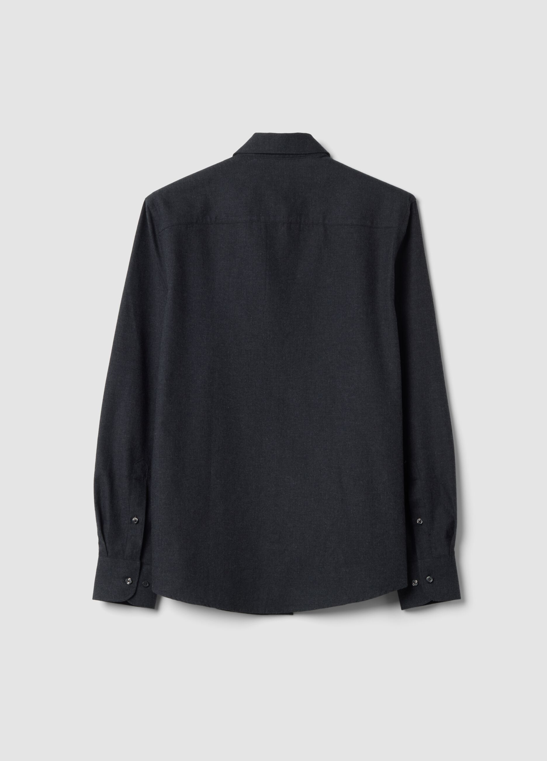Grey pure cotton twill shirt, regular fit