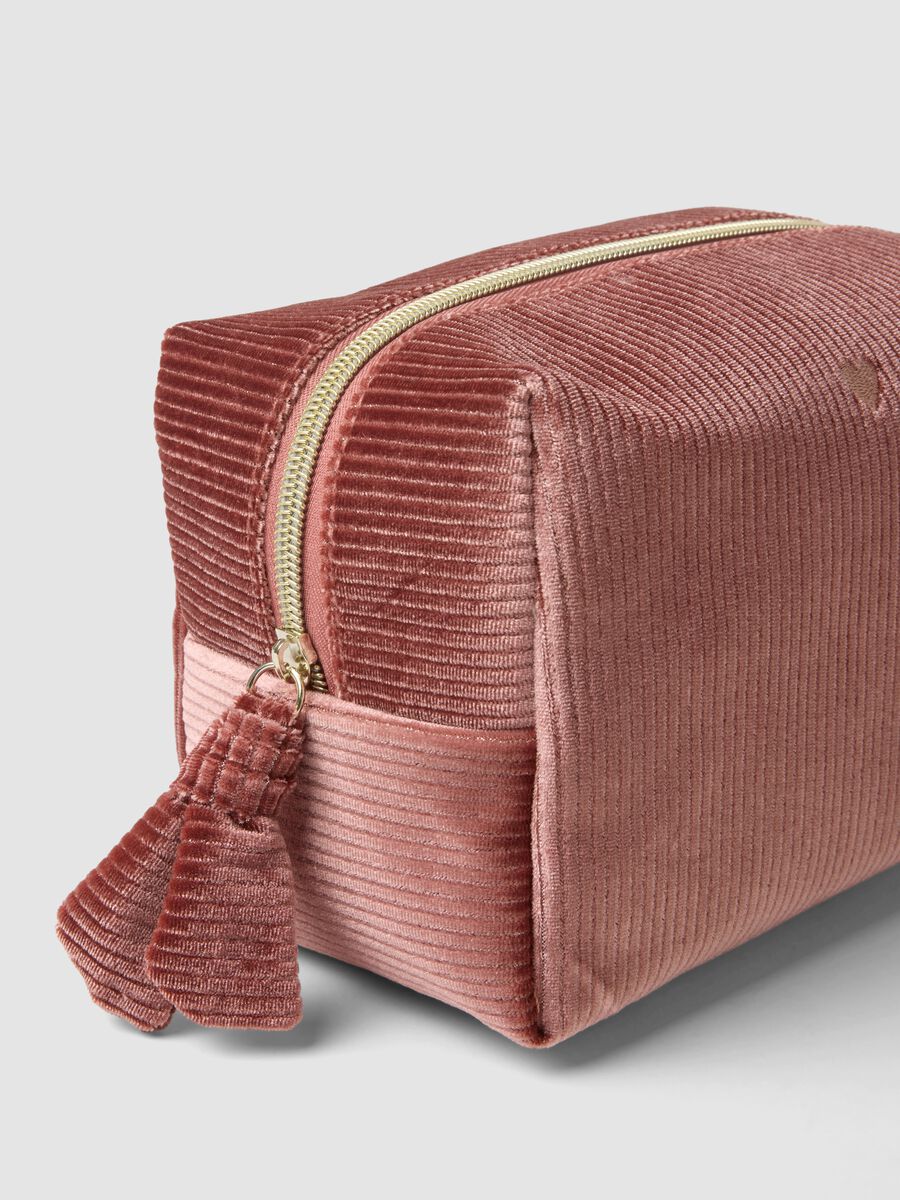 Pink ribbed stretch-fabric beauty case_1