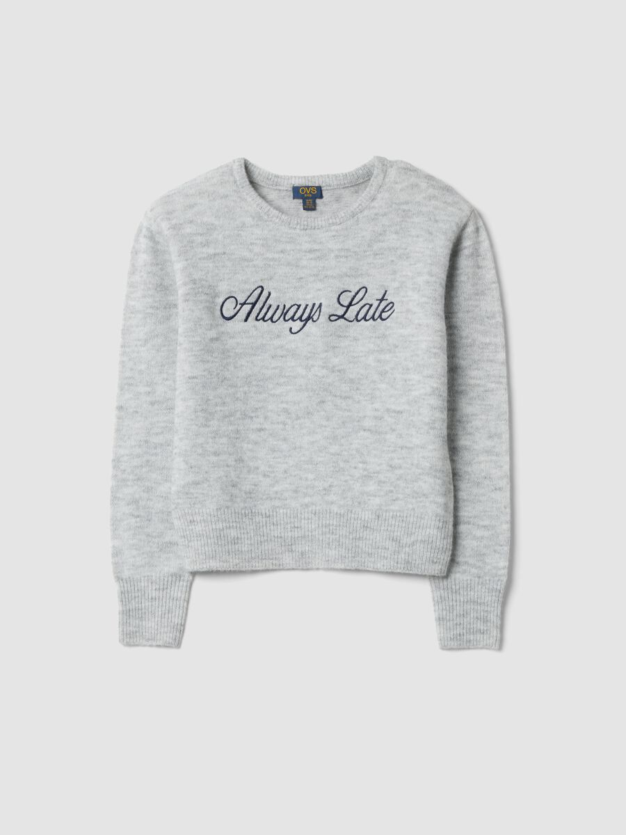Grey marl stretch wool jumper with boat neckline_0