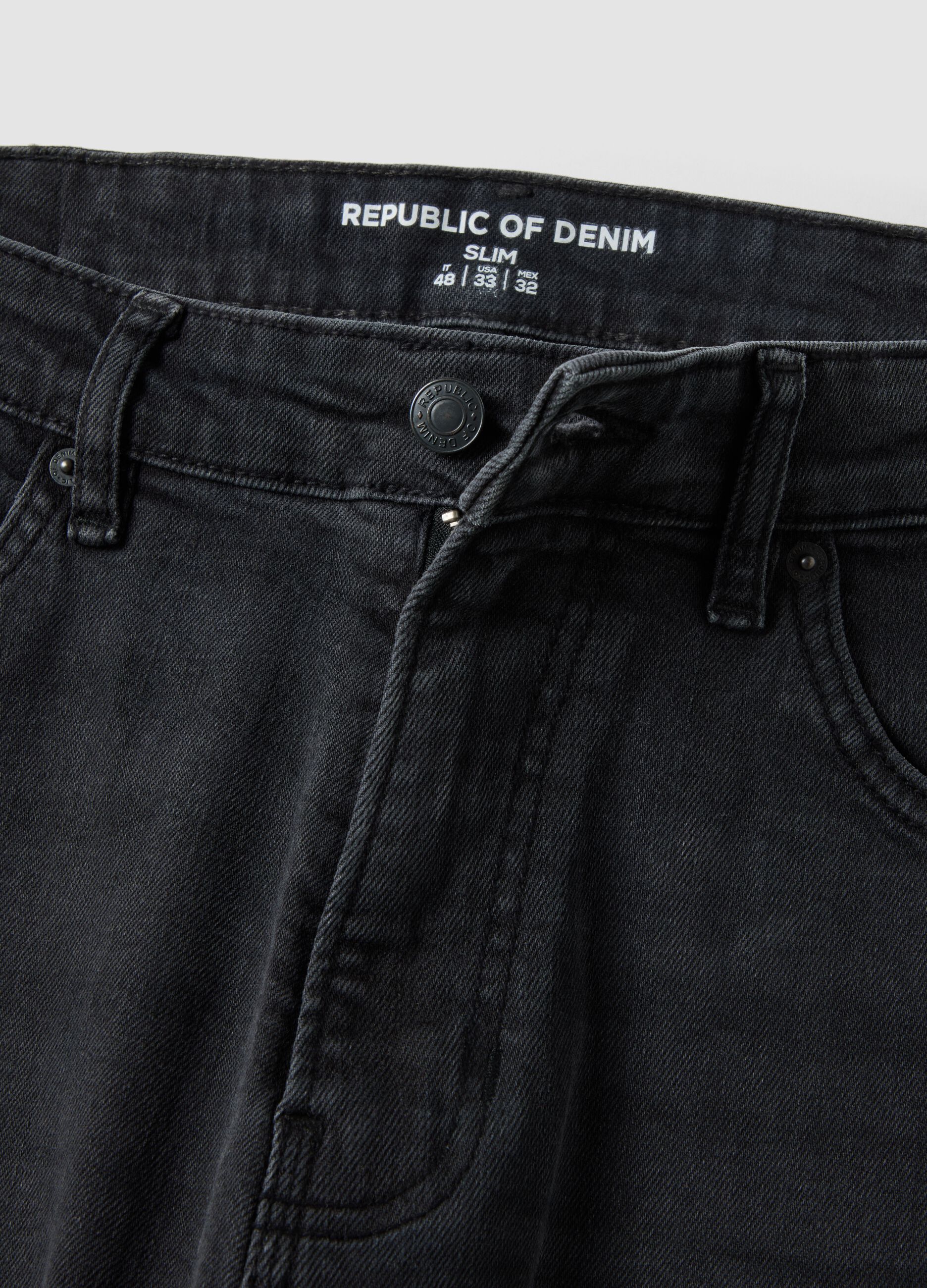 Black stretch-cotton slim-fit denim jeans