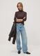 Brown stretch viscose top with mock neck, regular fit_1