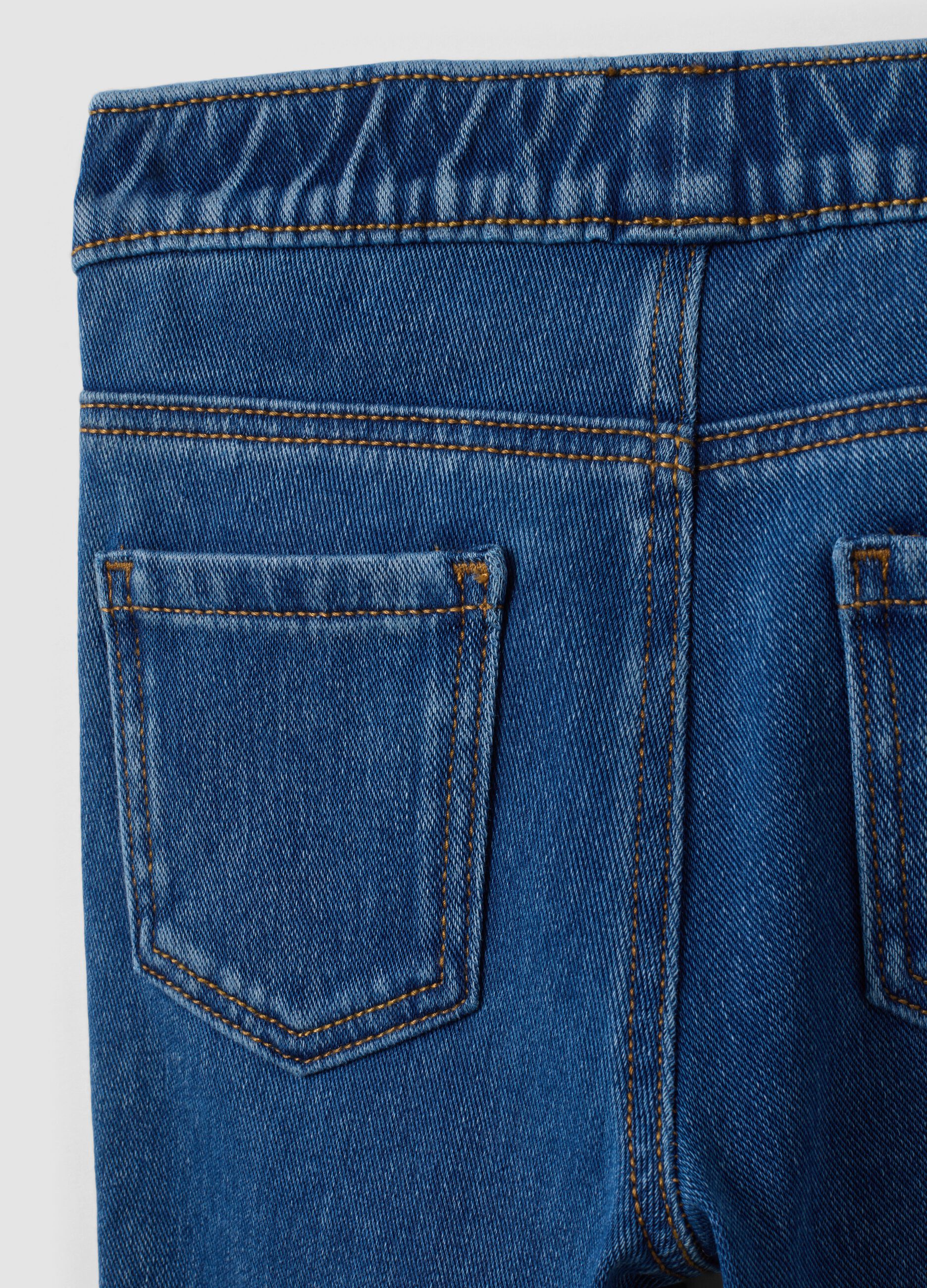 Girls&rsquo; blue flare jeggings in stretch cotton