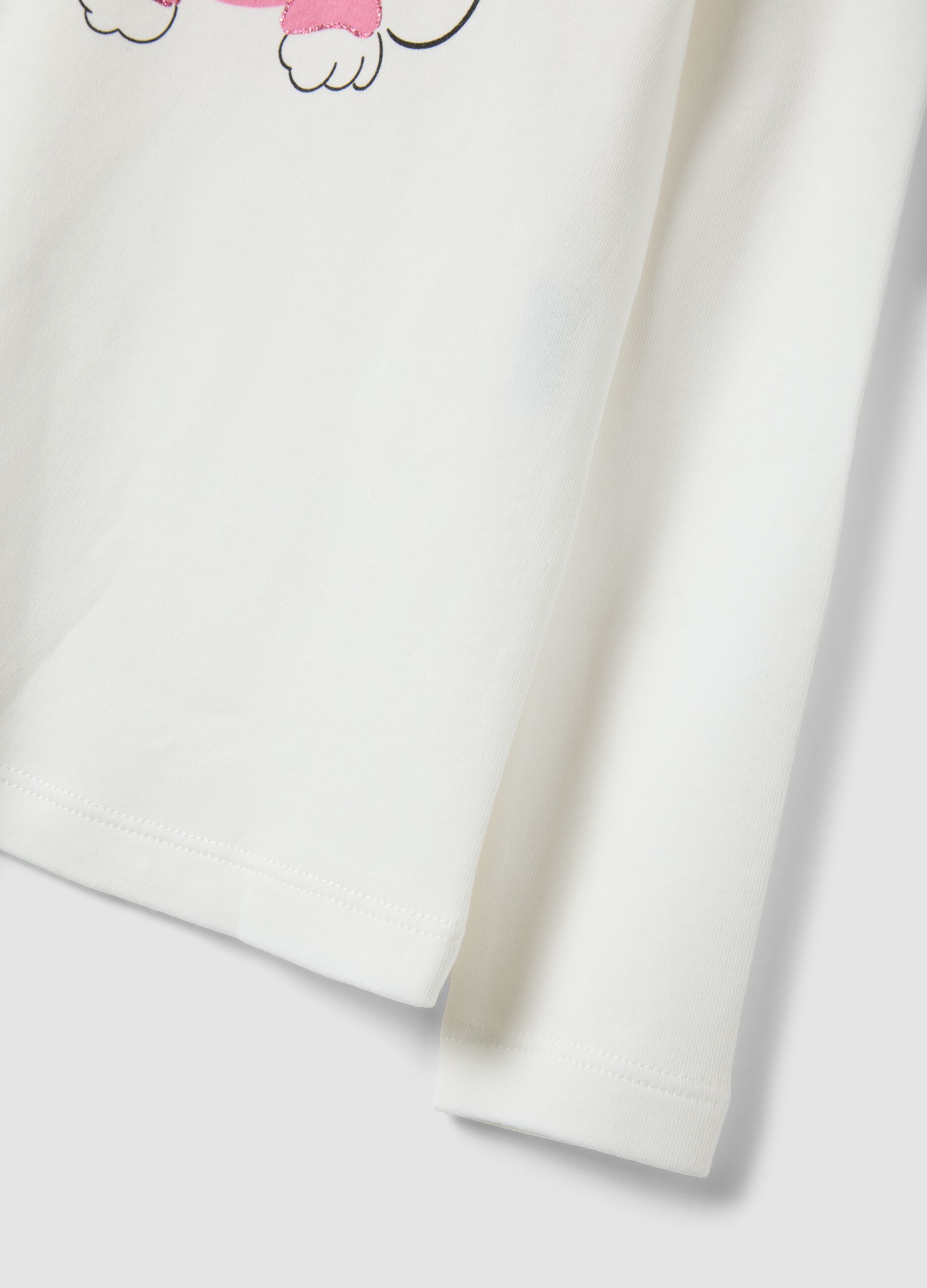 White organic cotton T-shirt with high neck