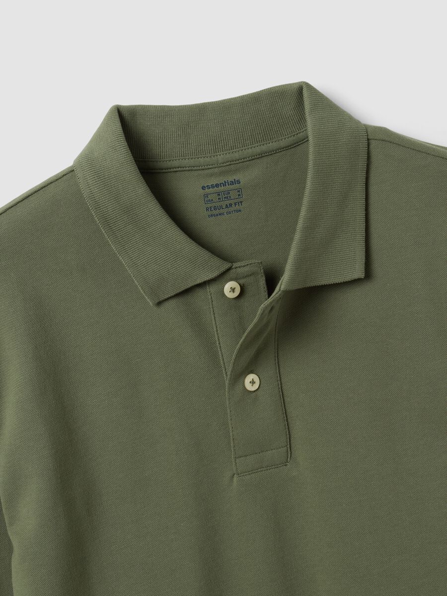 Green long-sleeve organic cotton piqu&eacute; polo shirt, regular fit_2
