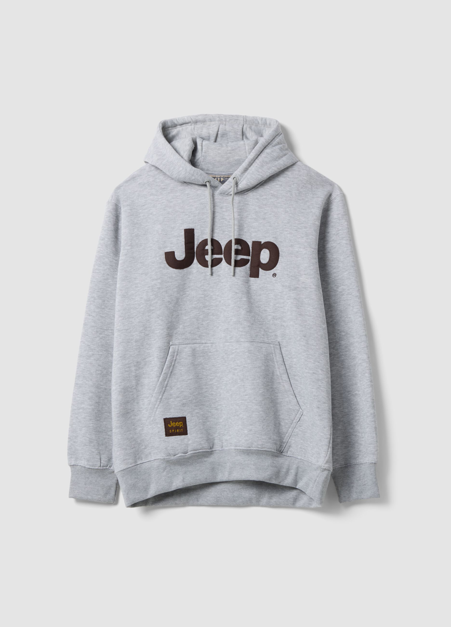 Grey cotton-blend hoodie with Jeep print, relaxed fit