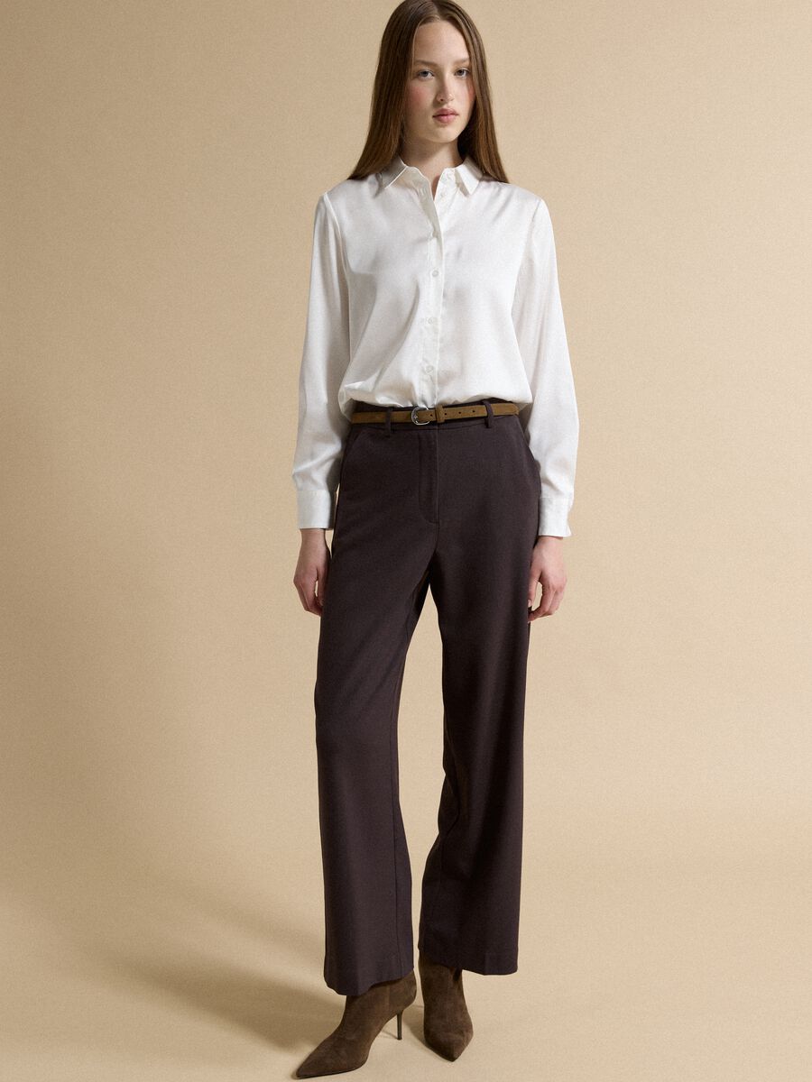 White stretch-fabric shirt with classic collar, regular fit_2