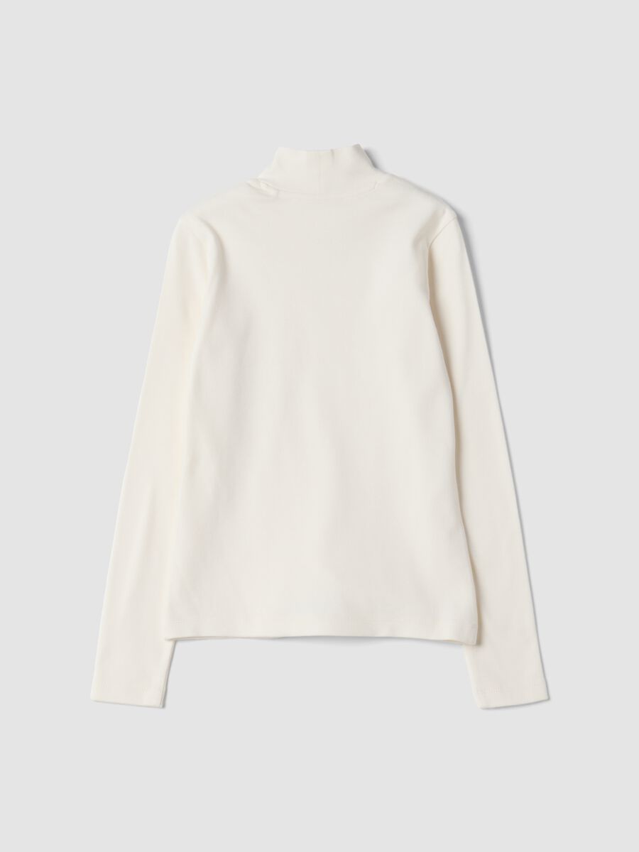 White pure organic cotton T-shirt with mock neck_4