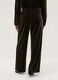 Pantaloni verdi wide leg in tessuto velour elasticizzato_3
