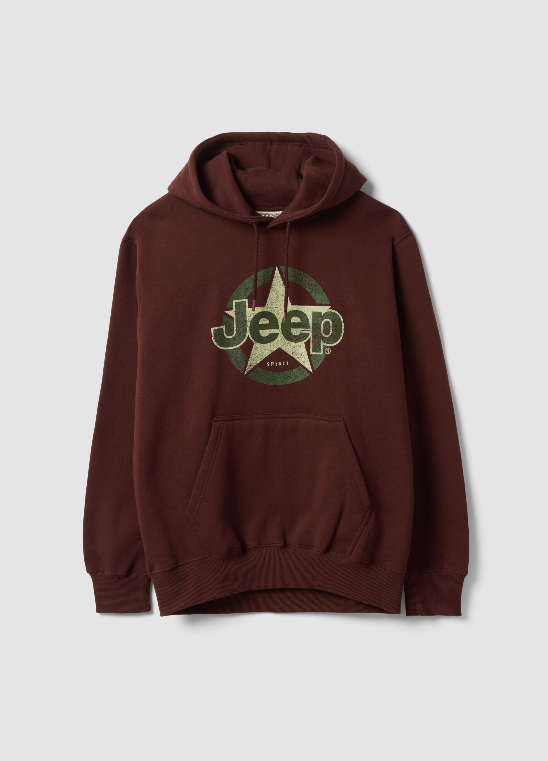 هودي بني بمزيج قطن مع طبعة Jeep، بقصّة مريحة (Relaxed Fit)